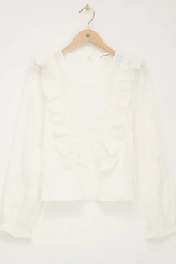 My Jewellery Blouse Blanche à Volants Outlet
