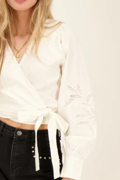 My Jewellery Blouse Blanche à Volants Et Manches évasées Hot