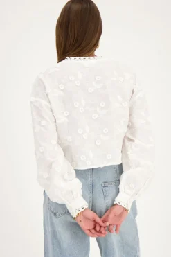 My Jewellery Blouse Blanche Avec Broderie Et Crochet Outlet