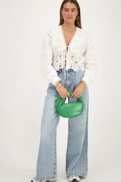 My Jewellery Blouse Blanche Avec Broderie Et Crochet Outlet