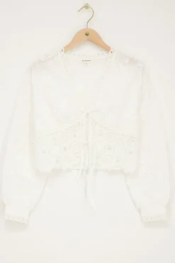 My Jewellery Blouse Blanche Avec Broderie Et Crochet Outlet