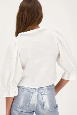 My Jewellery Blouse he Avec Nœuds Et Col à Volants Blanc Clearance