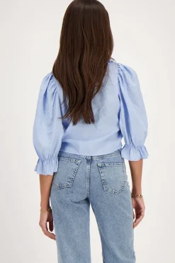 My Jewellery Blouse Bleue Avec Nœuds Et Col à Volants Bleu clair/Bleu Best