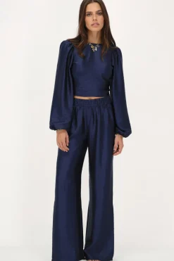 My Jewellery Blouse Bleue Foncée Avec Nœud Dans Le Dos Bleu foncé Online