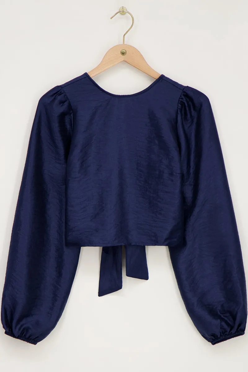My Jewellery Blouse Bleue Foncée Avec Nœud Dans Le Dos Bleu foncé Online