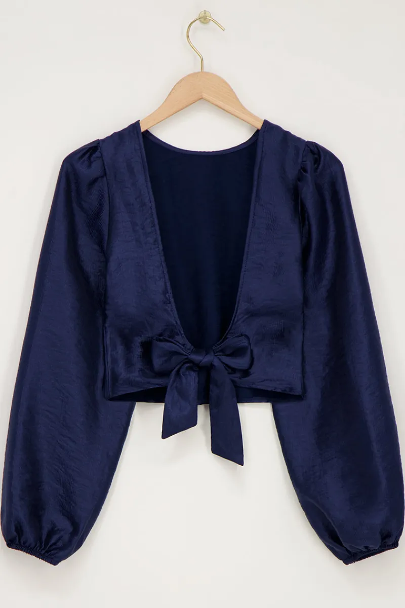 My Jewellery Blouse Bleue Foncée Avec Nœud Dans Le Dos Bleu foncé Online