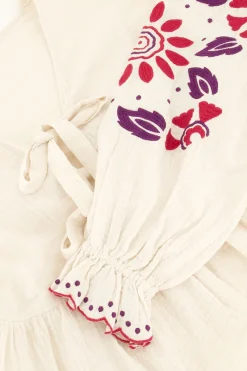 My Jewellery Blouse En Mousseline Blanche Avec Broderies Et Nœuds Blanc/Violet Online