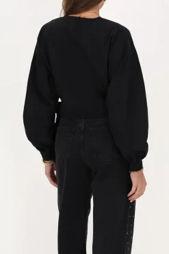 My Jewellery Blouse En Popeline e Avec Nœuds Noir Best