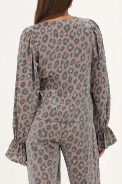 My Jewellery Blouse Froissée Imprimé Léopard Avec Nœuds Et Manches à Volants Online