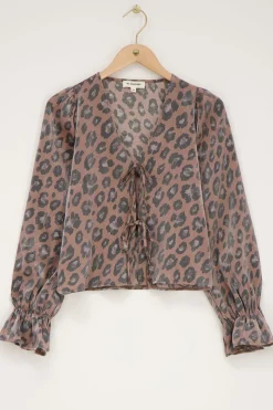 My Jewellery Blouse Froissée Imprimé Léopard Avec Nœuds Et Manches à Volants Online