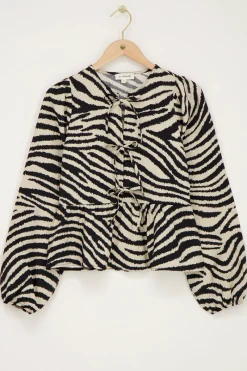My Jewellery Blouse Imprimée Zèbre Avec Nœuds Hot