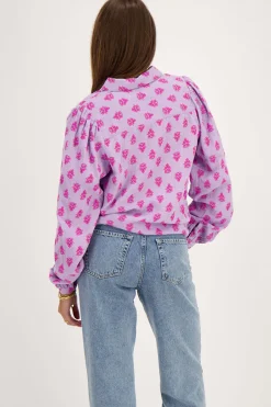 My Jewellery Blouse Lilas Avec Feuilles Roses Sale