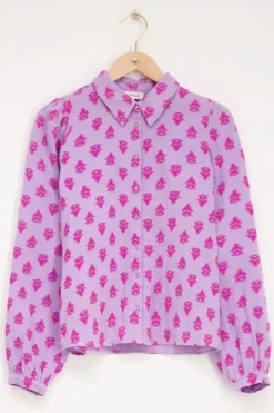 My Jewellery Blouse Lilas Avec Feuilles Roses Sale