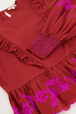 My Jewellery Blouse Marron Rouille Avec Broderie Fuchsia Rouille/Rouge foncé/Marron Best