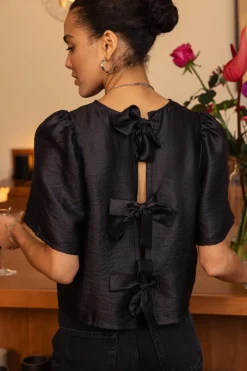 My Jewellery Blouse e Avec Manches Plissées Et Nœuds Noir Clearance