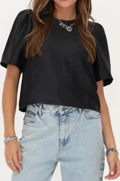 My Jewellery Blouse e Avec Manches Plissées Et Nœuds Noir Clearance