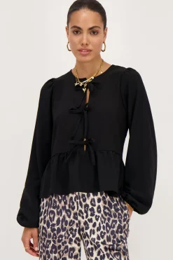 My Jewellery Blouse Noire Avec Nœuds Et Manches Longues Online