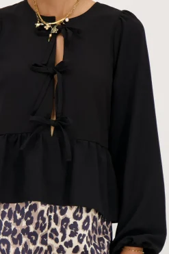 My Jewellery Blouse Noire Avec Nœuds Et Manches Longues Online