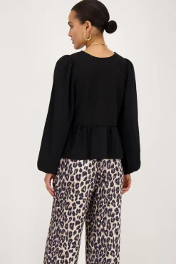 My Jewellery Blouse Noire Avec Nœuds Et Manches Longues Online