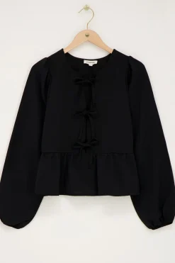 My Jewellery Blouse Noire Avec Nœuds Et Manches Longues Online