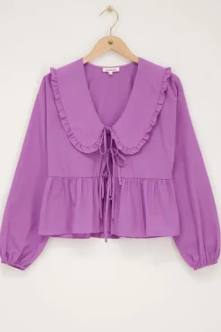 My Jewellery Blouse Rayée te Avec Nœuds Violet Discount