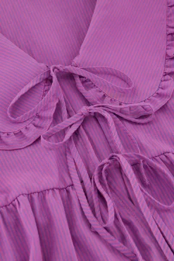 My Jewellery Blouse Rayée te Avec Nœuds Violet Discount