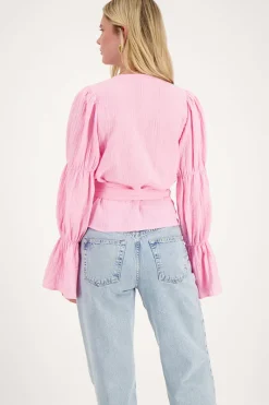 My Jewellery Blouse à Manches Larges Et Nœud Rose Outlet