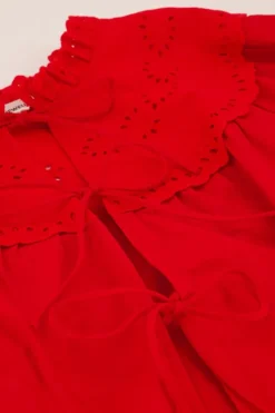 My Jewellery Blouse Avec Nœuds Et Broderies Rouge Fashion