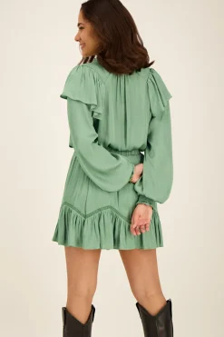 My Jewellery Blouse Satinée Vert Menthe à Volants Fashion