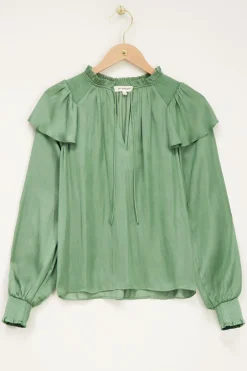 My Jewellery Blouse Satinée Vert Menthe à Volants Fashion