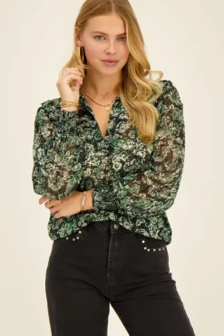 My Jewellery Blouse Verte à Volants Et Imprimé Coloré Best