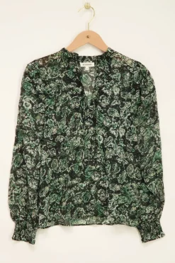 My Jewellery Blouse Verte à Volants Et Imprimé Coloré Best