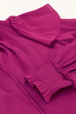 My Jewellery Blouse te à Volants Aspect Satiné Violet Best