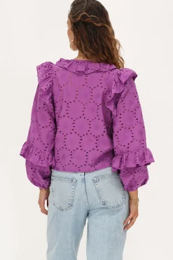 My Jewellery Blouse Violette Avec Broderies Et Nœuds Best
