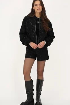 My Jewellery Blouson Bomber Noir à Paillettes Clearance