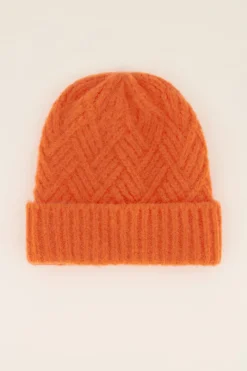 My Jewellery Bonnet En Maille Torsadée Orange Clearance