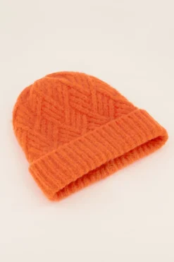 My Jewellery Bonnet En Maille Torsadée Orange Clearance