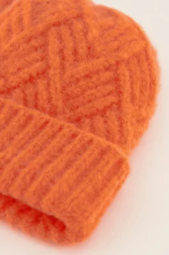 My Jewellery Bonnet En Maille Torsadée Orange Clearance