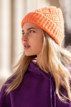 My Jewellery Bonnet En Maille Torsadée Orange Clearance
