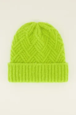 My Jewellery Bonnet En Maille Torsadée Verte New
