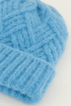 My Jewellery Bonnet En Maille Torsadée Bleue New