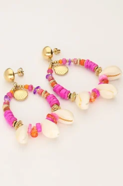My Jewellery Boucle D'oreille Art Avec Perles Roses Et Coquillages Clearance