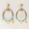 My Jewellery Boucle D'oreille Art Avec Perles Bleues Et Coquillages Discount
