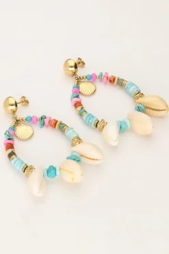 My Jewellery Boucle D'oreille Art Avec Perles Bleues Et Coquillages Discount