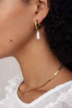 My Jewellery Boucles D’oreille Créoles Ornées De Deux Perles Différentes Fashion