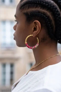 My Jewellery Boucles D'oreilles Art Avec Tresse Rose Best
