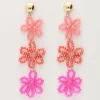 My Jewellery Boucles D'oreilles Avec 3 Fleurs Roses Hot