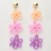 My Jewellery Boucles D'oreilles Avec 3 Fleurs Multicolores Fashion