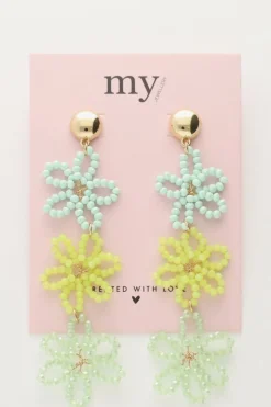 My Jewellery Boucles D'oreilles Avec 3 Fleurs Vertes Discount