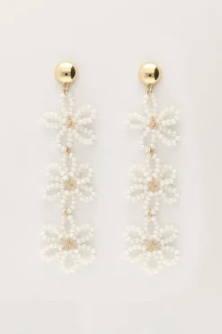 My Jewellery Boucles D'oreilles Avec 3 Fleurs Blanches Fashion